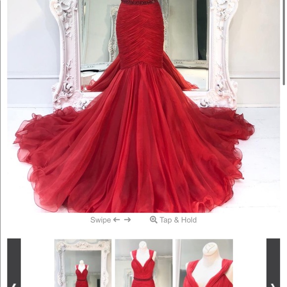 Sherri Hill Couture Red Gown - Picture 6 of 7
